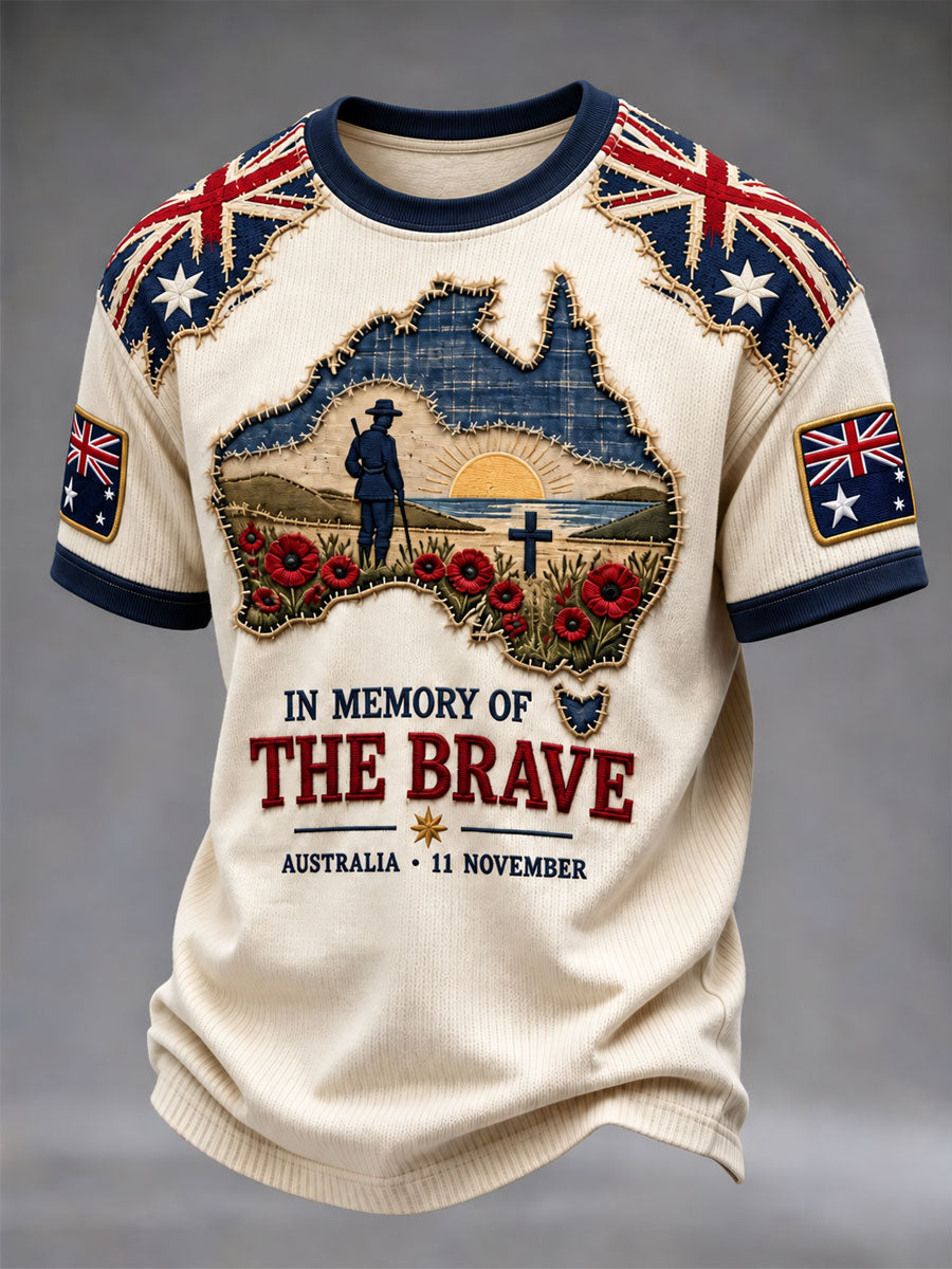 Men's Lest We Forget Australian Remembrance Day Print short sleeves t-shirt