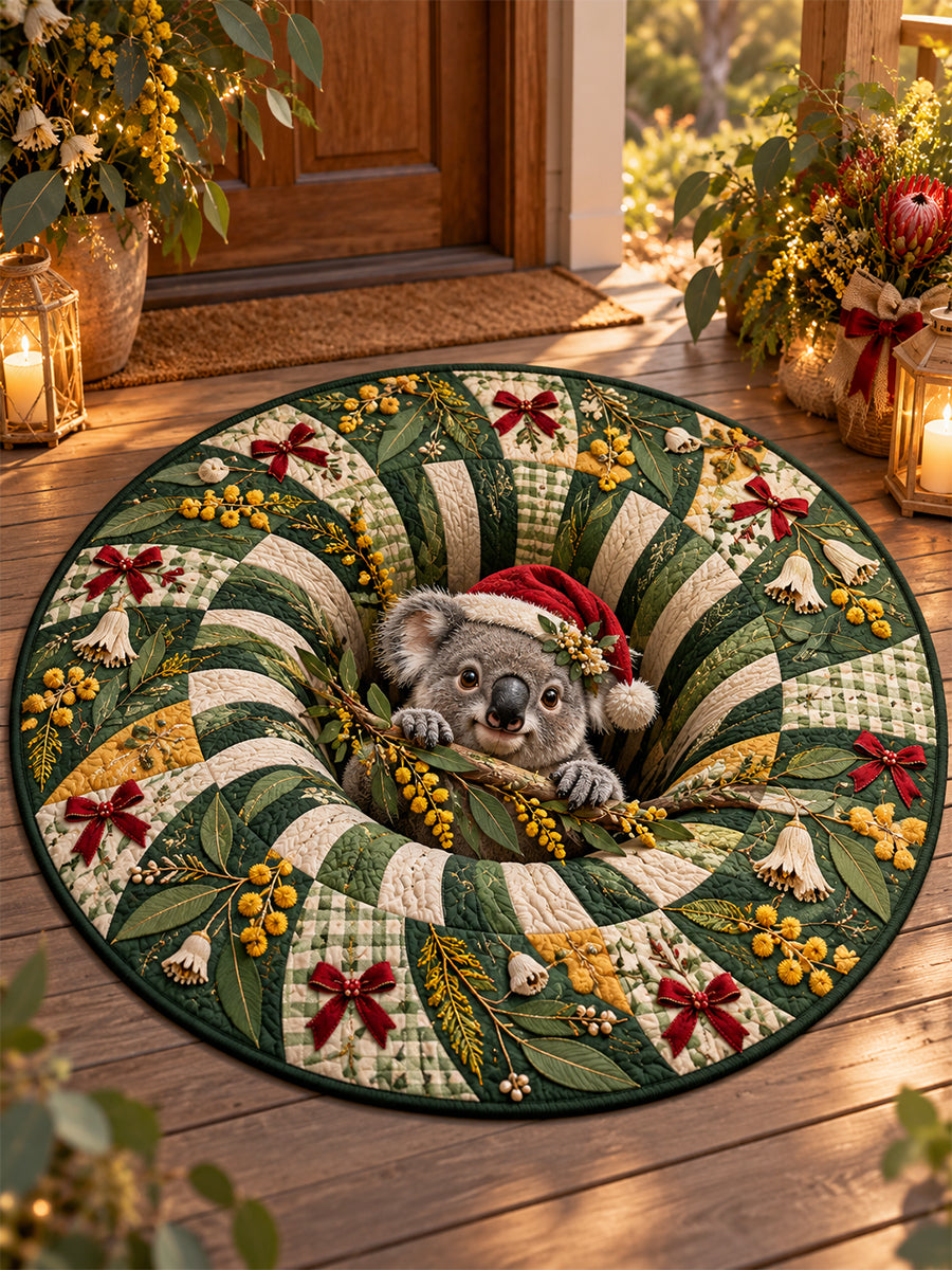 Unisex Retro Australian Christmas Round Carpet Mat