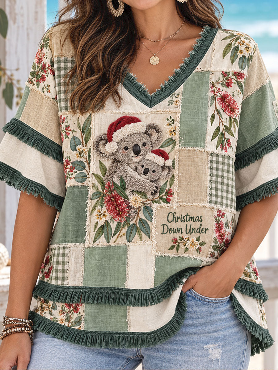 Women's AU Christmas Down Under Art Printed Tops