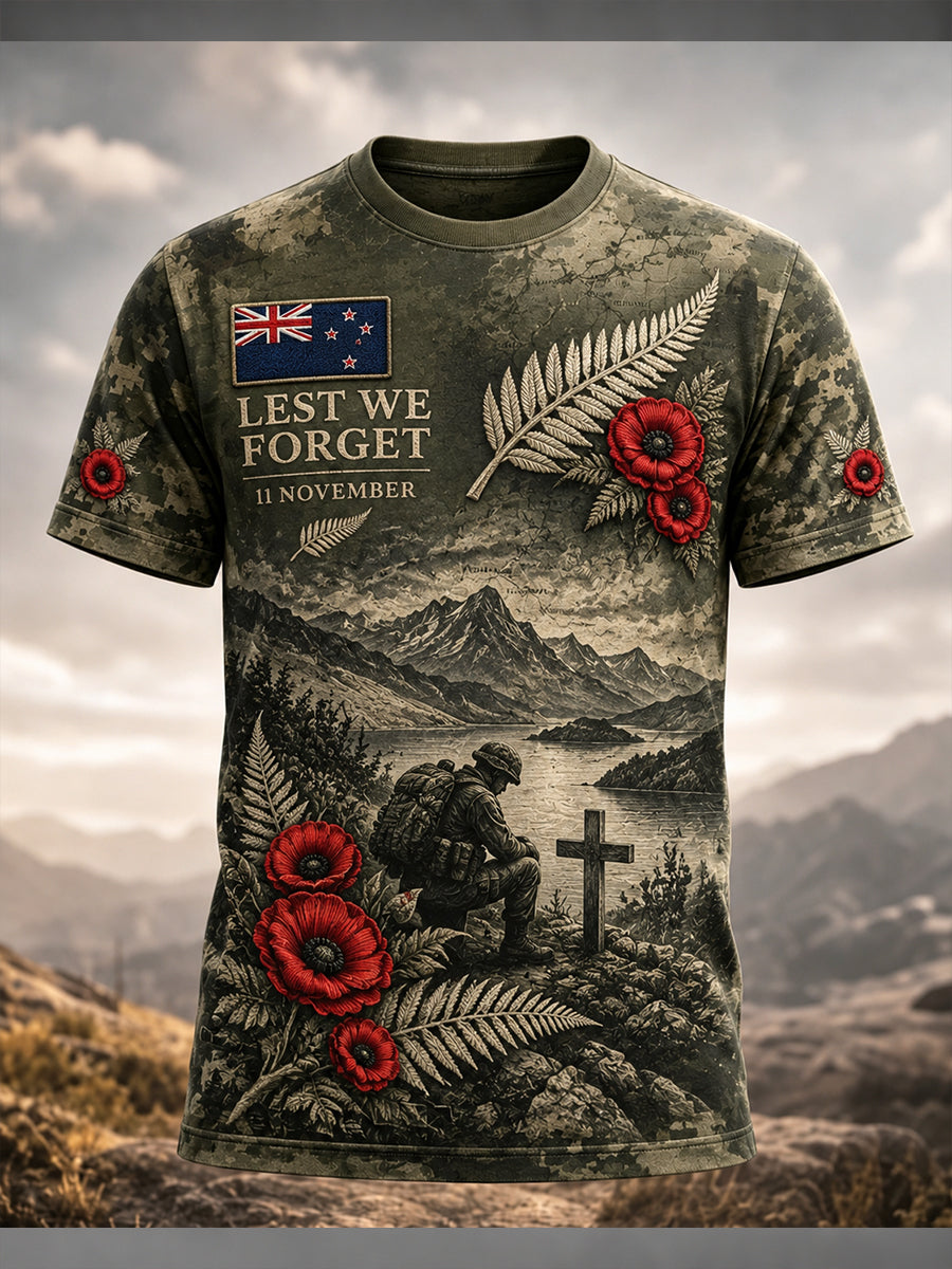 Men's New Zealand Veterans Remembrance Day Short Sleeve T-Shirt