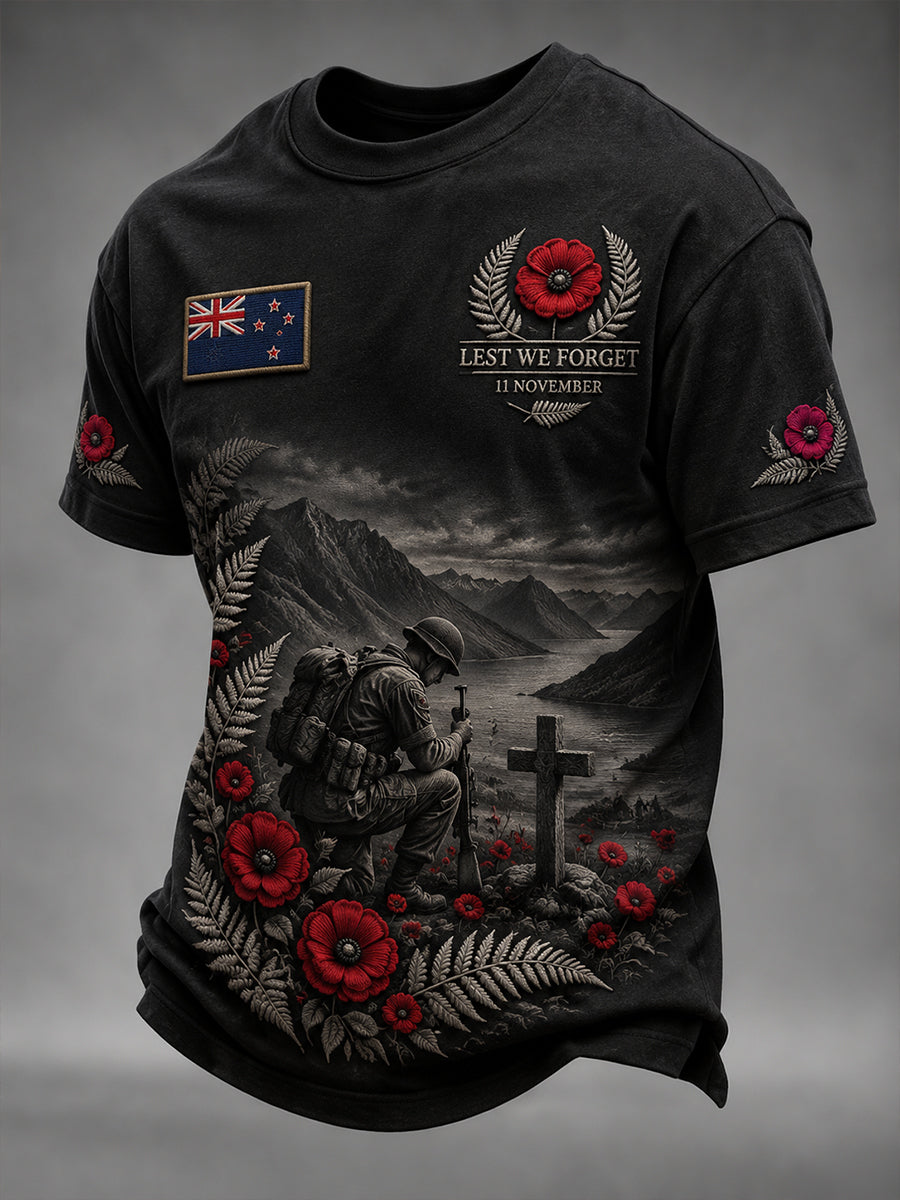 Men's New Zealand Veterans Remembrance Day Short Sleeve T-Shirt