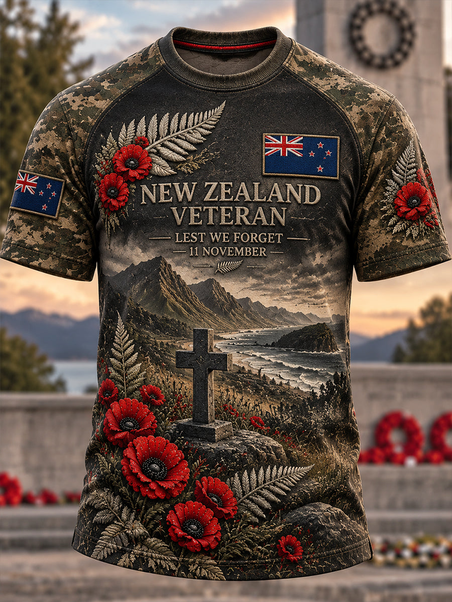 Men's New Zealand Veterans Remembrance Day Short Sleeve T-Shirt