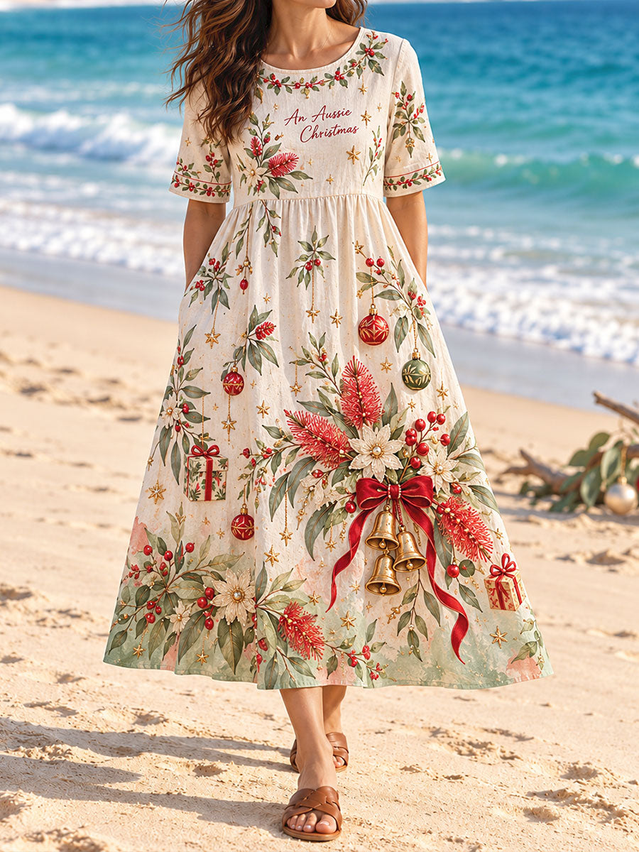 Women's AU Christmas Art Printed Dress