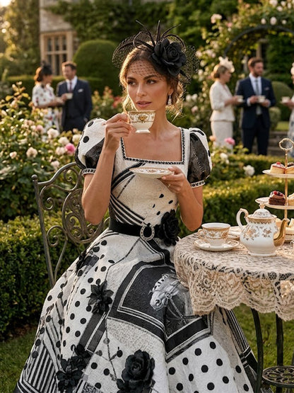 Women's Australian Horse Racing  Art Print V Neck Elegant Midi Dress