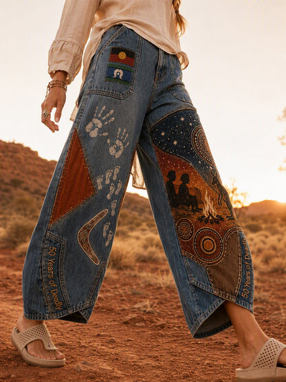 Women's  Naidoc Week Art Print Flared Trousers