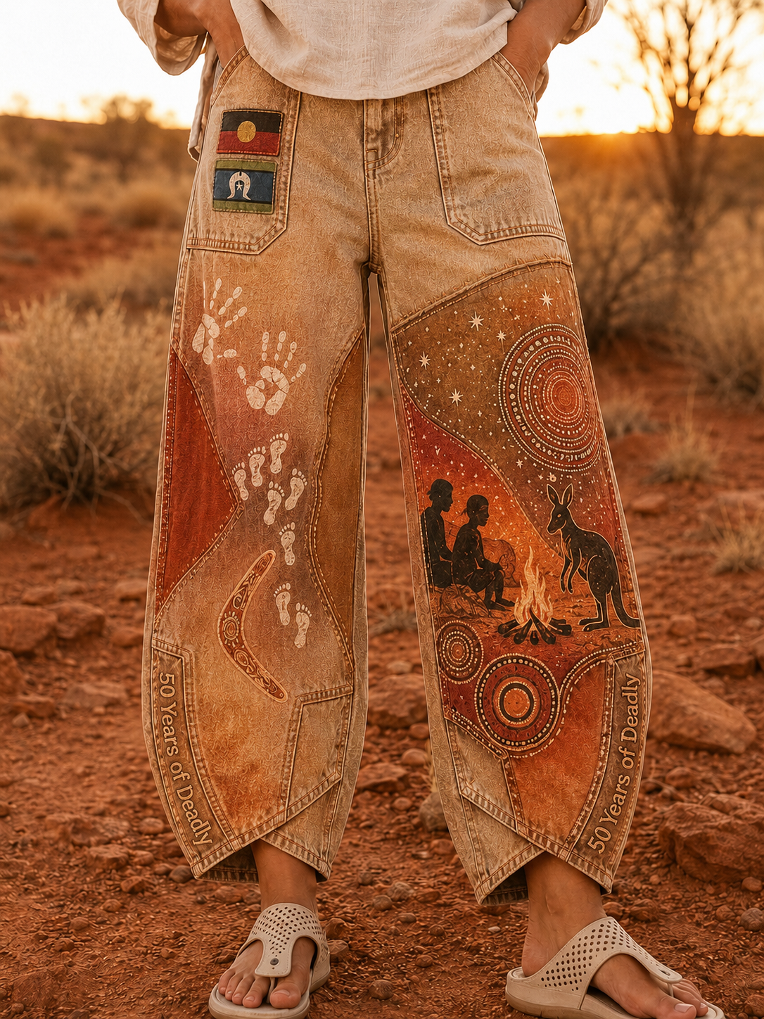 Women's  Naidoc Week Art Print Flared Trousers