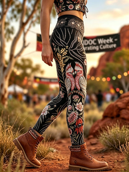 Women's AU Aboriginal Art NAIDOC Week Printed Sports Stretch Leggings
