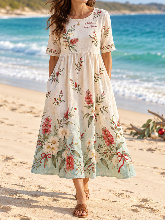 Women's AU Christmas Art Printed Dress