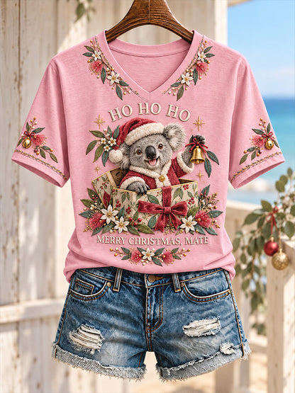 Women's AU Merry Aussie Christmas Printed T-shirt