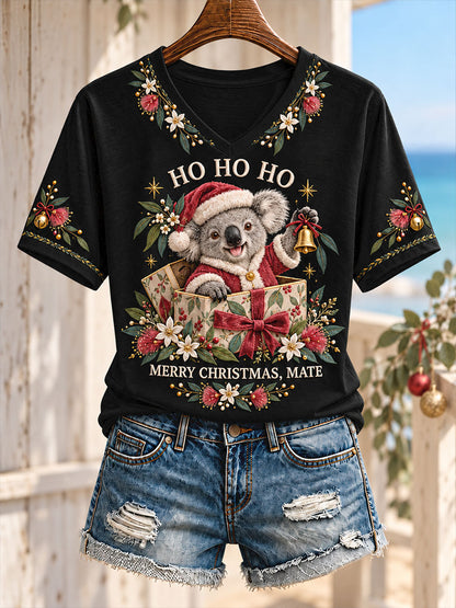 Women's AU Merry Aussie Christmas Printed T-shirt