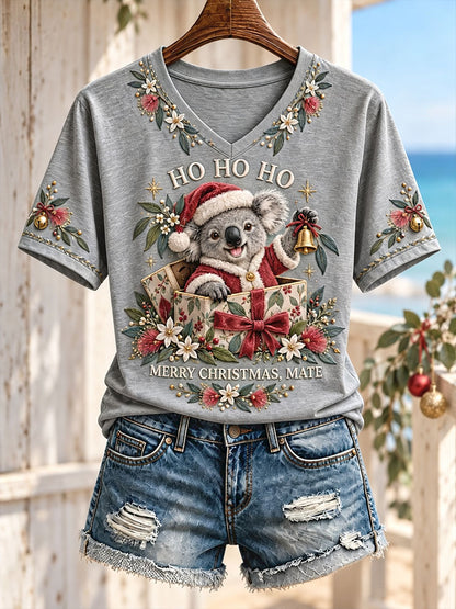Women's AU Merry Aussie Christmas Printed T-shirt