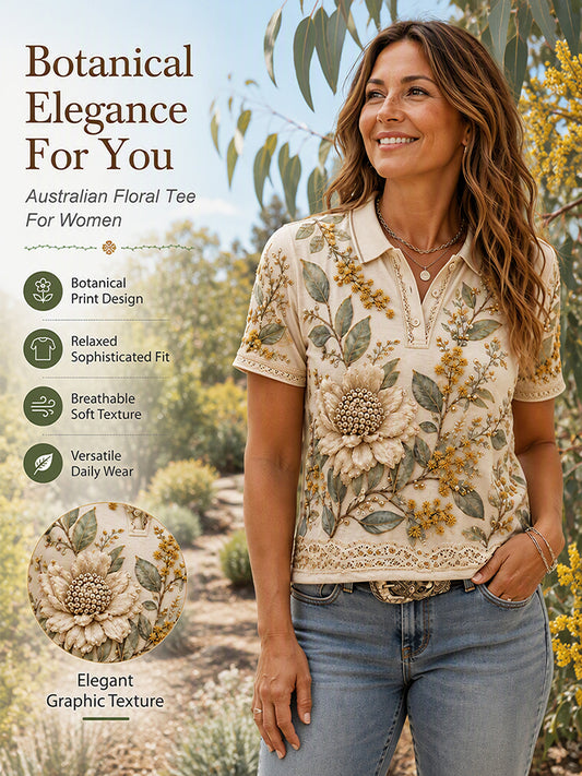 Women's Australian Plants Polo T-Shirt
