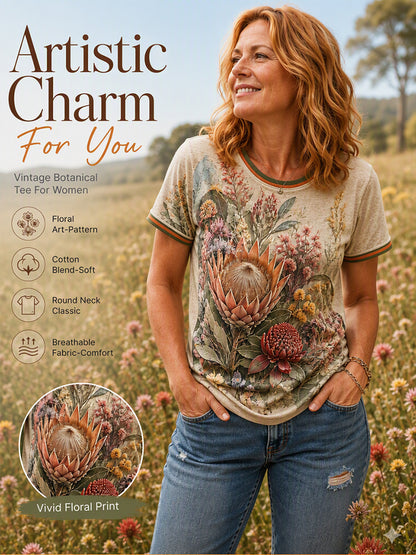 Women’s Retro Australian Wildflower Season Short-Sleeved T-shirt