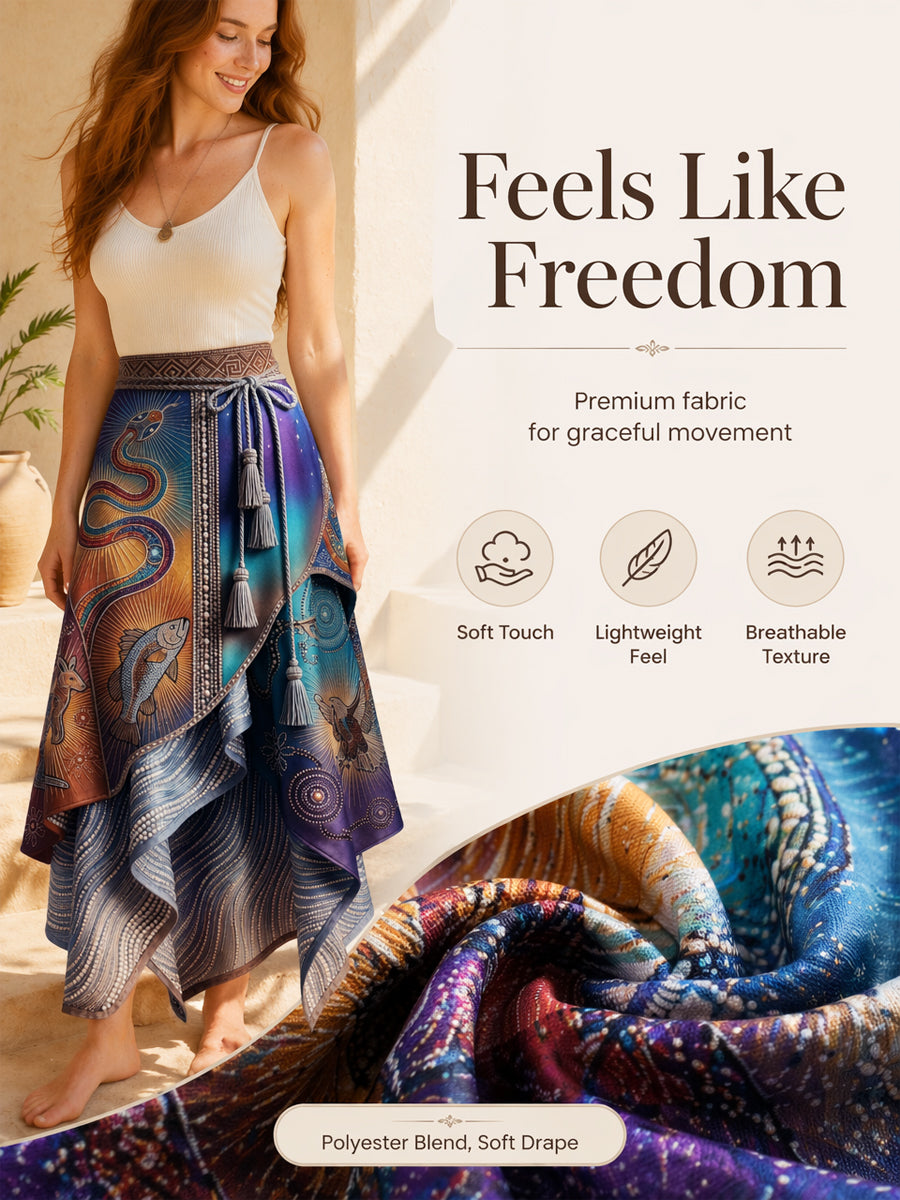 Women's Australia Naidoc Week Art Printed Irregular Skirt