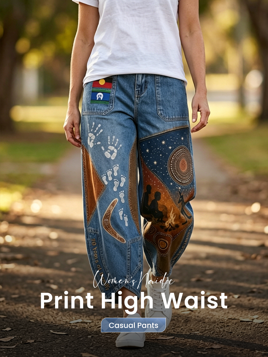 Women's  Naidoc Week Art Print Flared Trousers