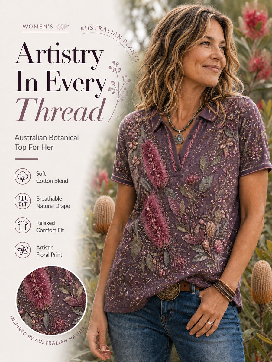 Women's Australian Plants Polo T-Shirt