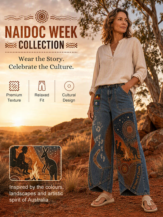 Women's  Naidoc Week Art Print Flared Trousers