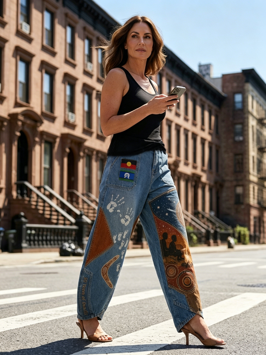 Women's  Naidoc Week Art Print Flared Trousers