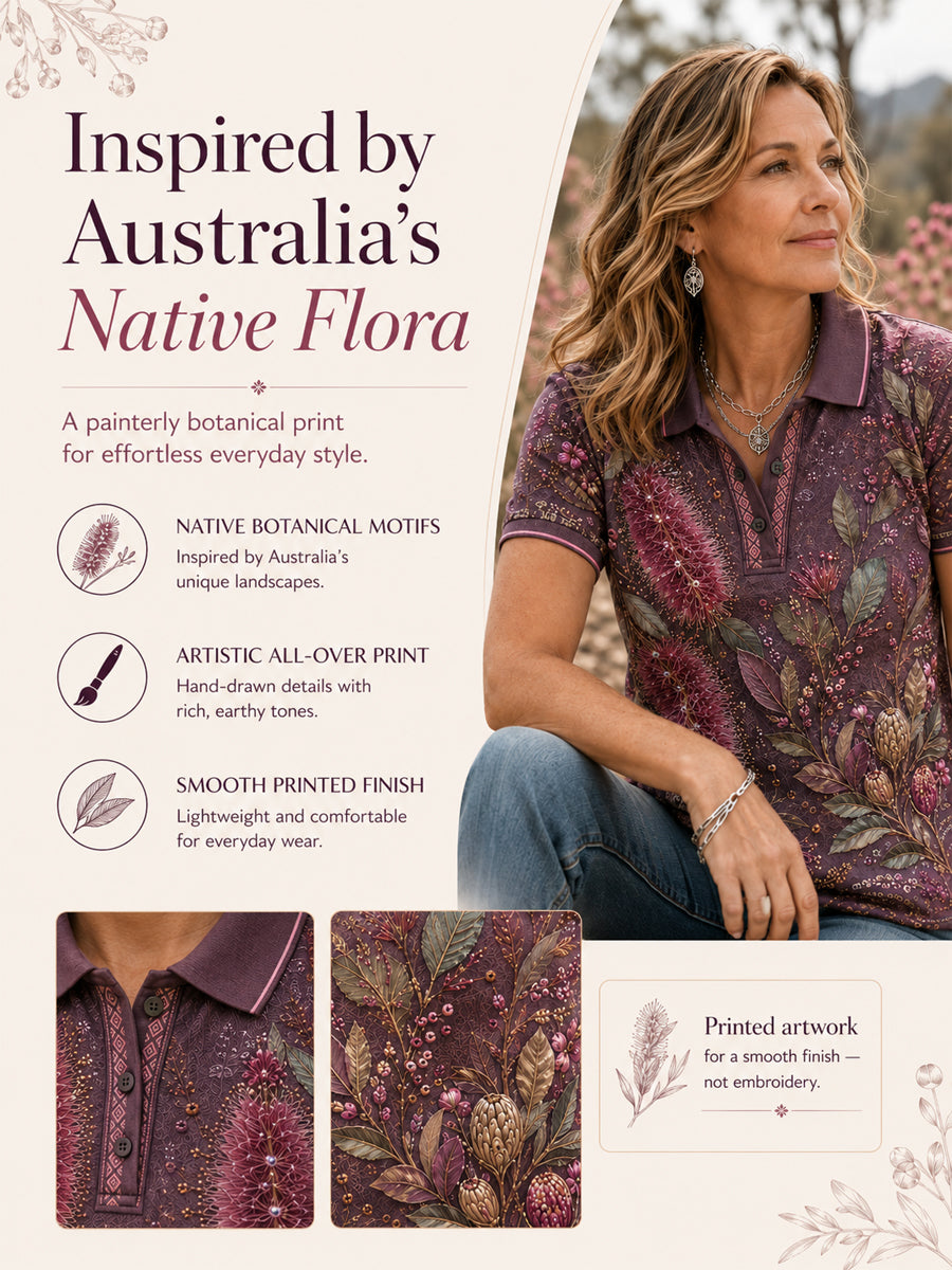 Women's Australian Plants Polo T-Shirt