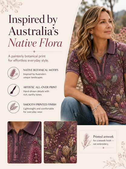 Women's Australian Plants Polo T-Shirt