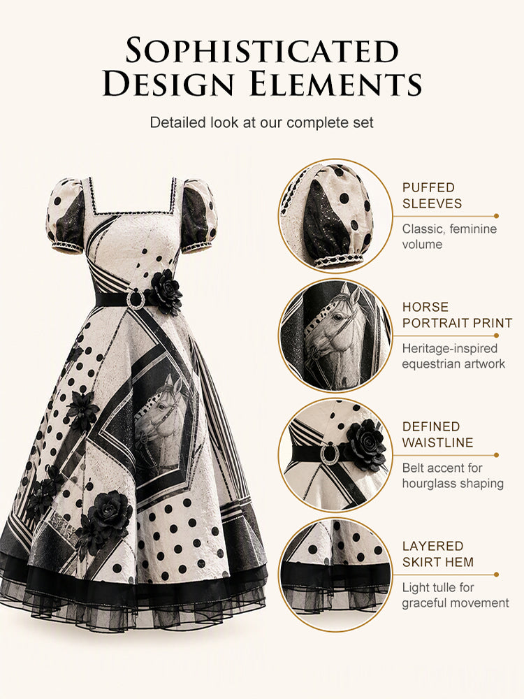 Women's Australian Horse Racing  Art Print V Neck Elegant Midi Dress