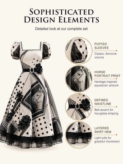 Women's Australian Horse Racing  Art Print V Neck Elegant Midi Dress