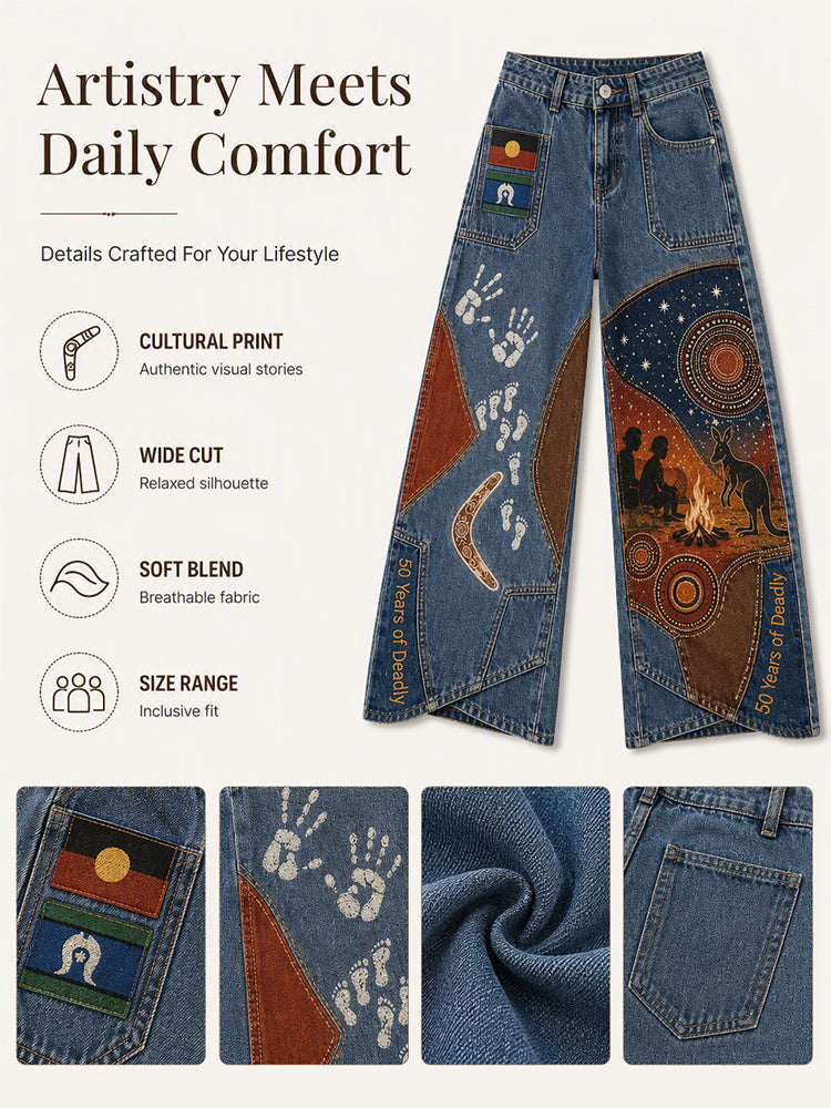 Women's  Naidoc Week Art Print Flared Trousers