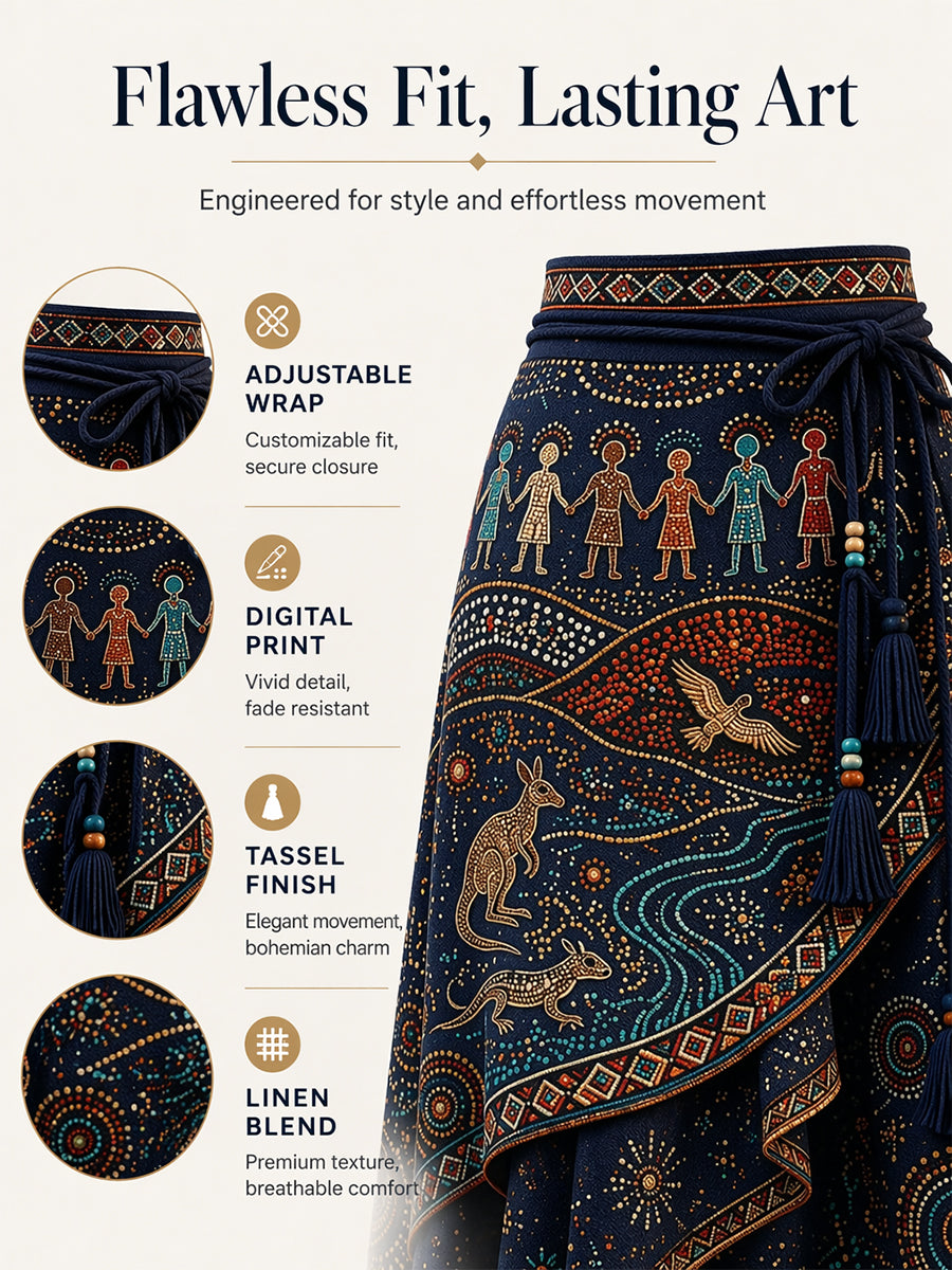 Women's Australia Naidoc Week Art Printed Irregular Skirt