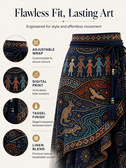 Women's Australia Naidoc Week Art Printed Irregular Skirt