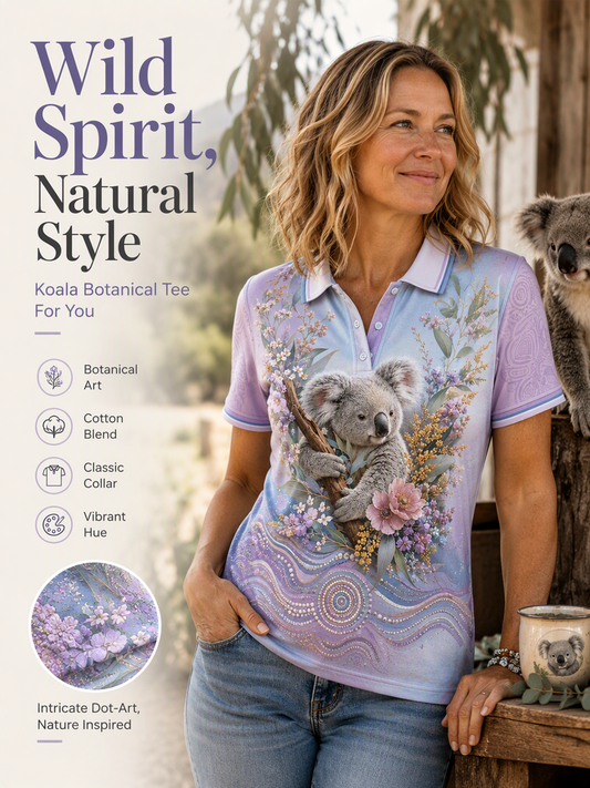 Women's Australian Koala Art Polo T-Shirt