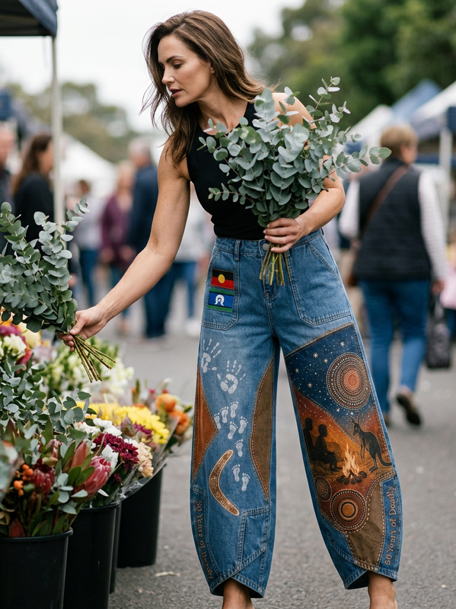 Women's  Naidoc Week Art Print Flared Trousers