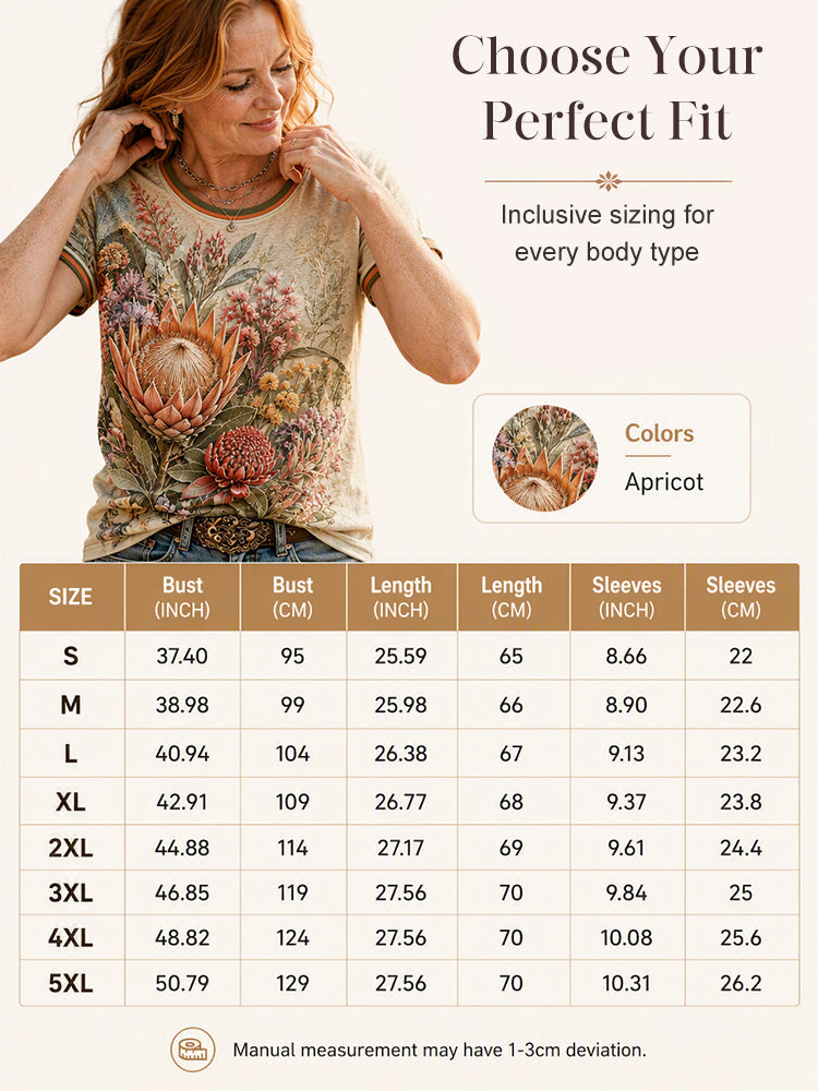 Women’s Retro Australian Wildflower Season Short-Sleeved T-shirt