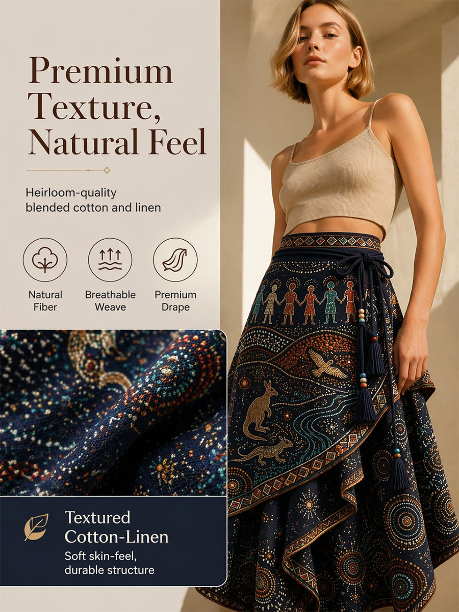 Women's Australia Naidoc Week Art Printed Irregular Skirt