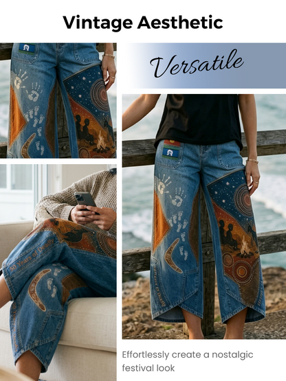 Women's  Naidoc Week Art Print Flared Trousers