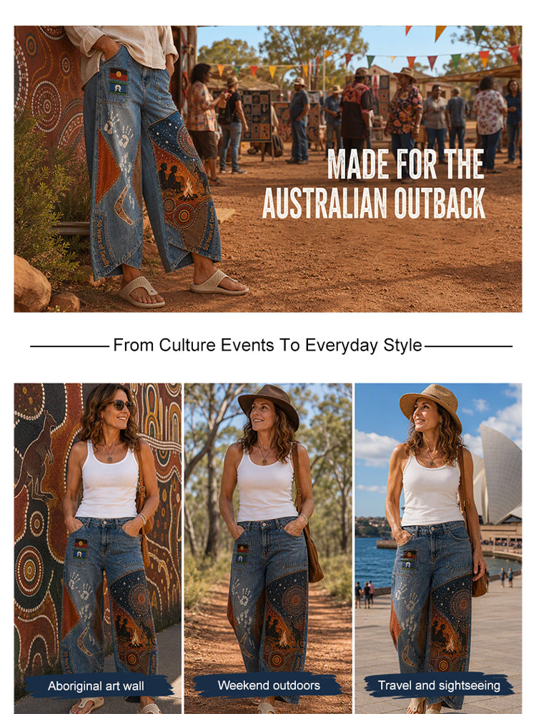 Women's  Naidoc Week Art Print Flared Trousers