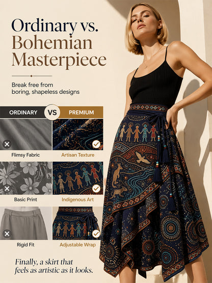 Women's Australia Naidoc Week Art Printed Irregular Skirt