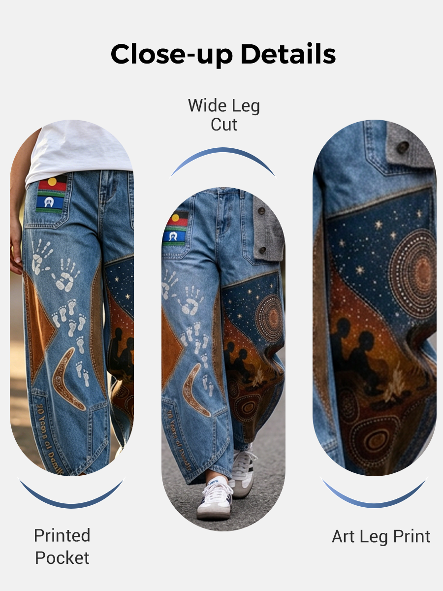 Women's  Naidoc Week Art Print Flared Trousers