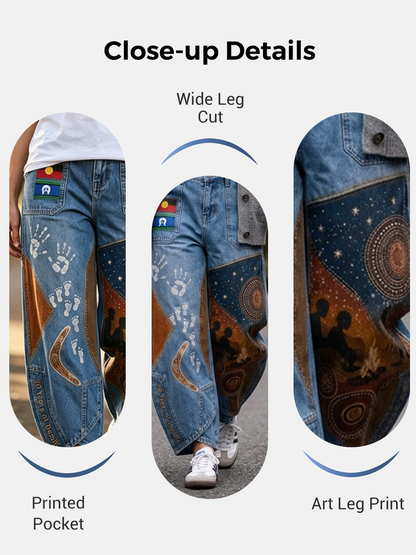Women's  Naidoc Week Art Print Flared Trousers
