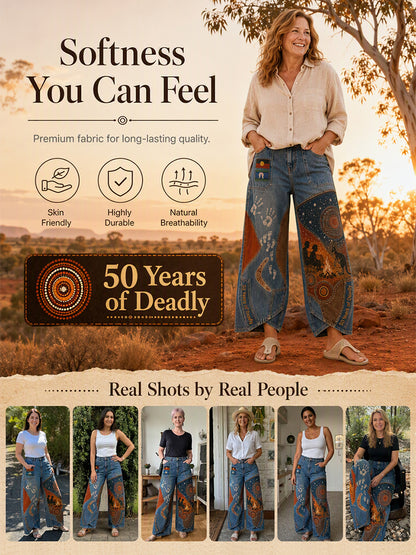 Women's  Naidoc Week Art Print Flared Trousers