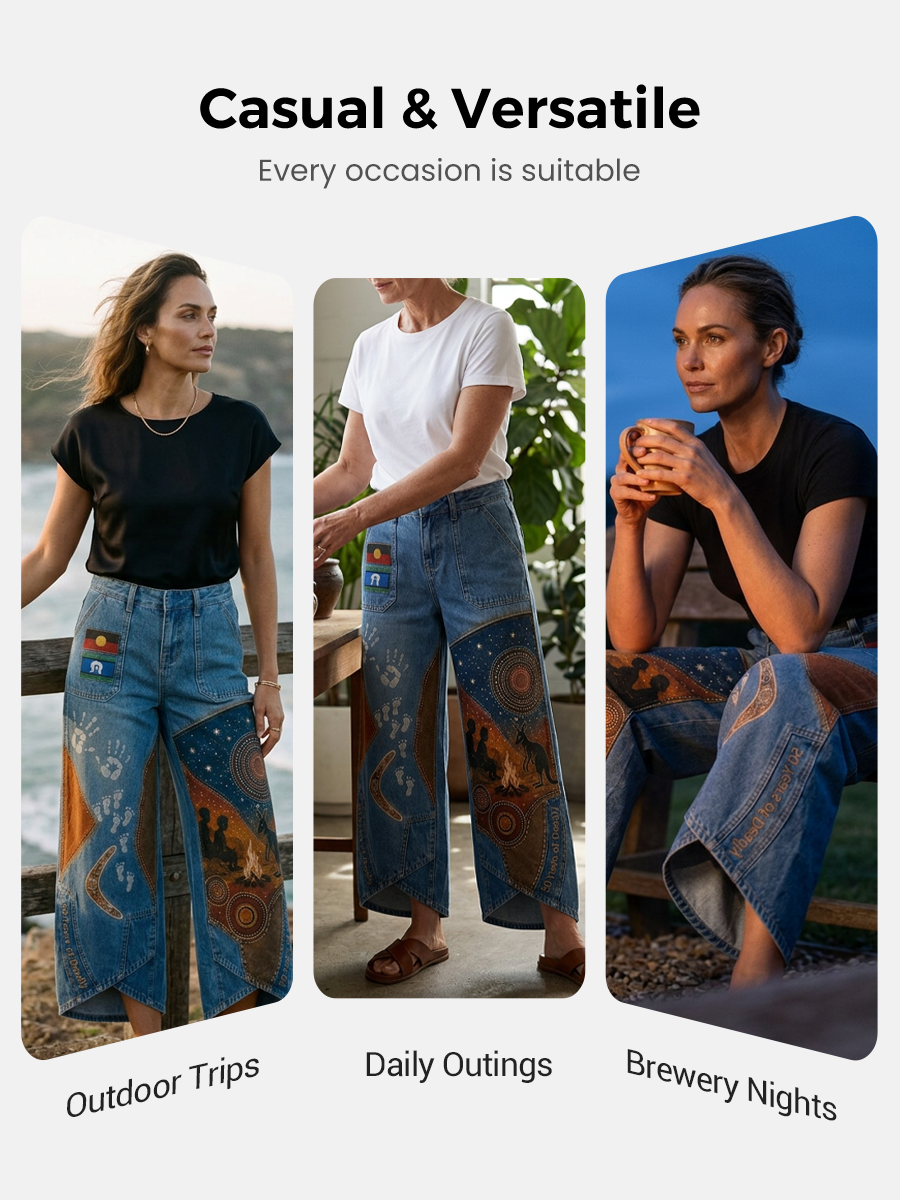 Women's  Naidoc Week Art Print Flared Trousers