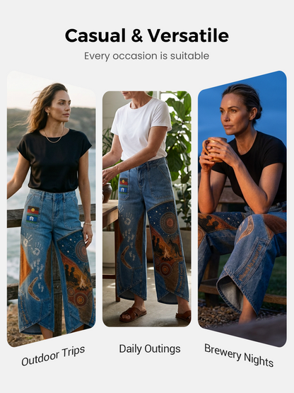 Women's  Naidoc Week Art Print Flared Trousers