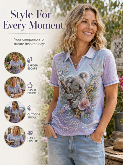 Women's Australian Koala Art Polo T-Shirt