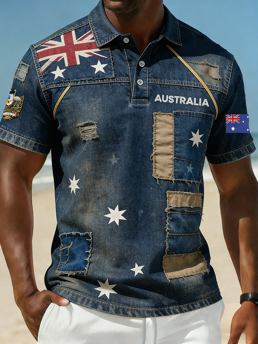Men's Vintage Australian Holiday Smart Casual Polo Shirt