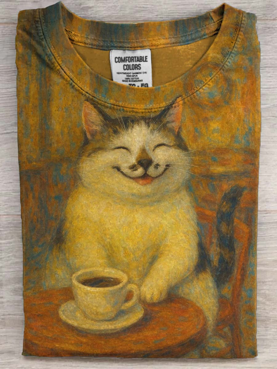 Funny Cute Cat Print Casual Short-Sleeve T-Shirt