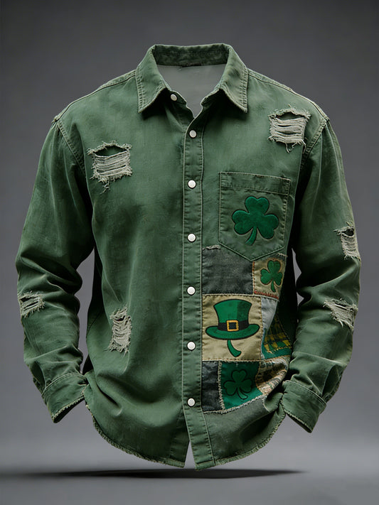 Retro St. Patrick's Day Shamrock Casual Shirt