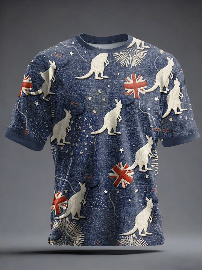 Unisex AU Flag Art Australia Day Printed Casual Tops