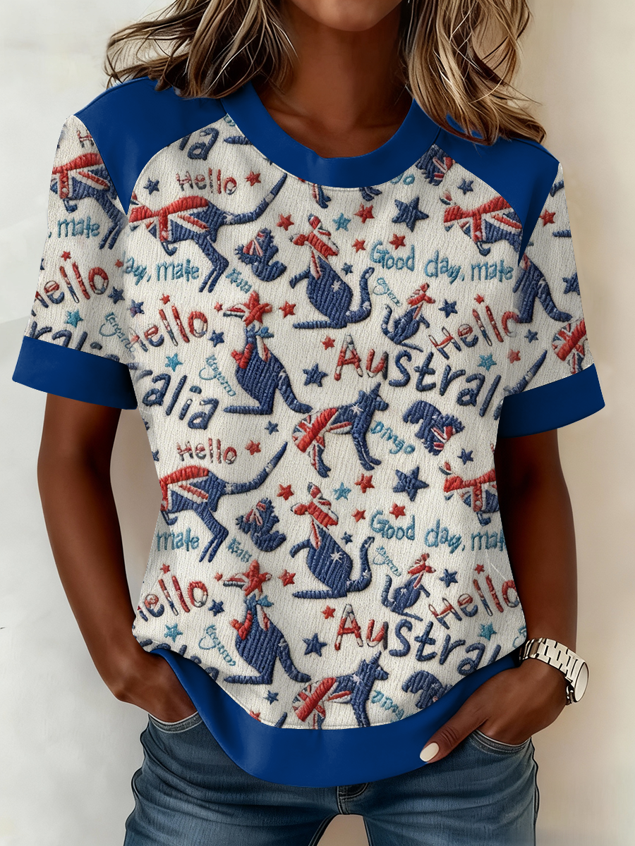 Women's AU Flag Art Australia Day Printed T-shirt