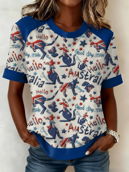Women's AU Flag Art Australia Day Printed T-shirt