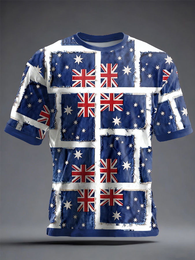 Unisex AU Flag Art Australia Day Printed Casual Tops
