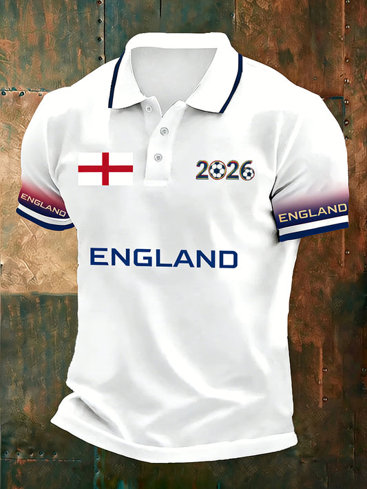 Men's Retro English Football Fan Printed Casual POLO